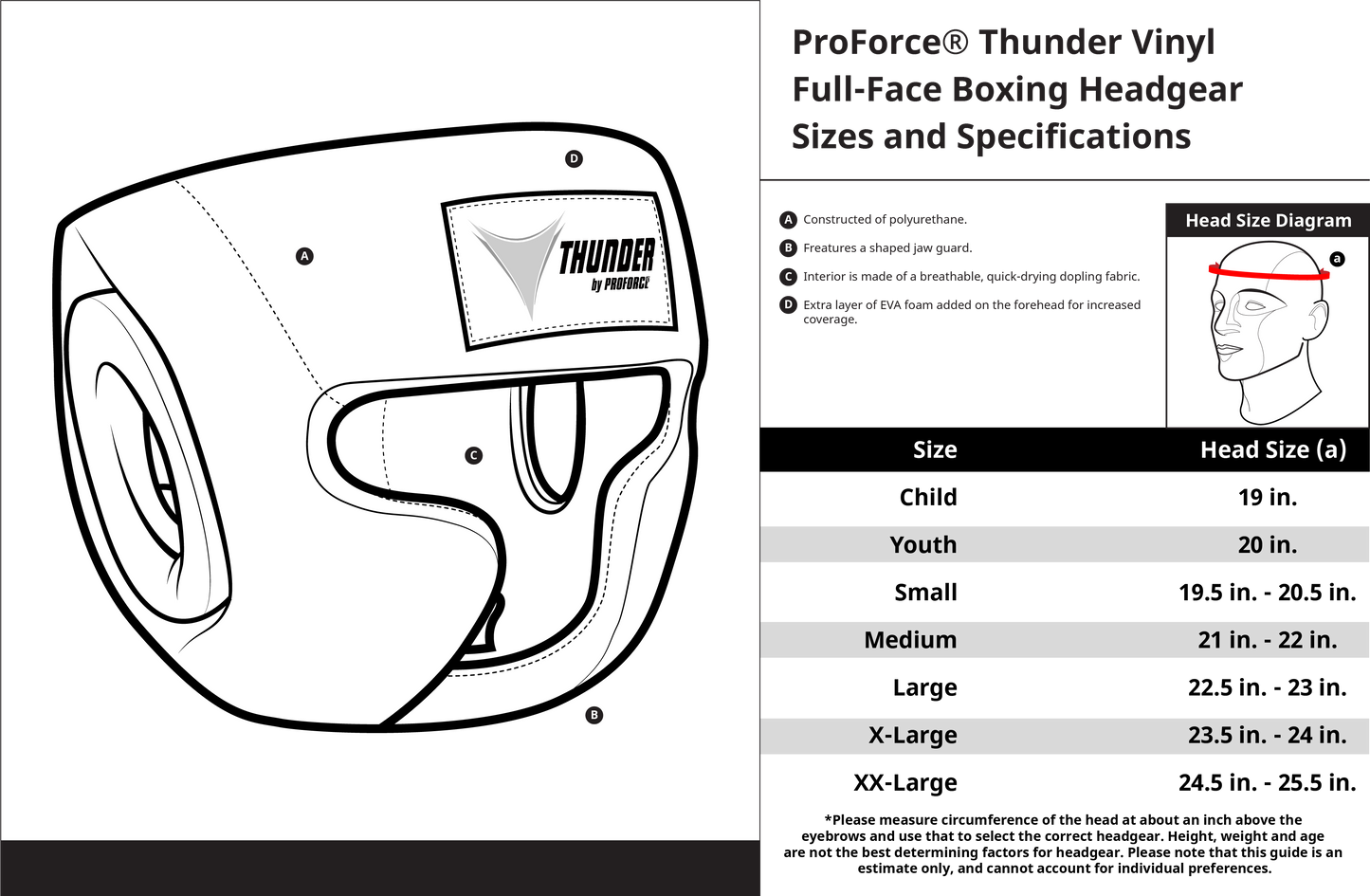 ProForce® Thunder Vinyl Full-Face Boxing Headgear