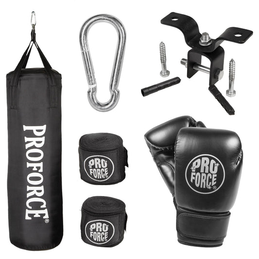 ProForce® 70 lb Heavy Bag Kit - 35” x 12” Black/Silver Logo