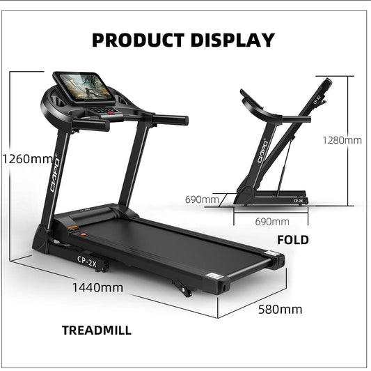 Electric Folding Treadmill, LCD Display - Treadmill 300 LBS Capacity with Incline,Folding Treadmill for Home Max 2.5 HP Electric Treadmill for Running and Walking Jogging Exercise Midnight Fitness & Sports