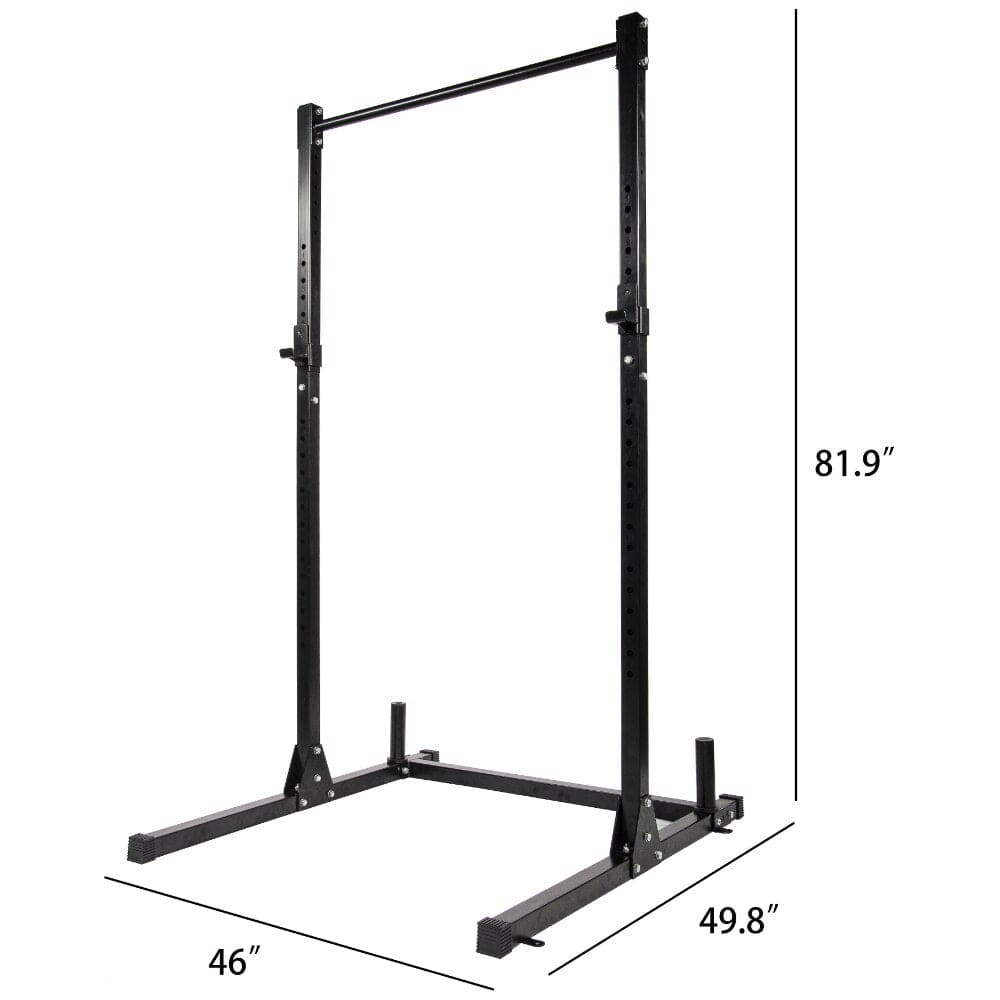 Adjustable Squat Rack, Exercise & Home Gym Barbell Rack For Fitness Weight Lifting & Muscle Building Workouts (660lbs Capacity) Midnight Fitness & Sports