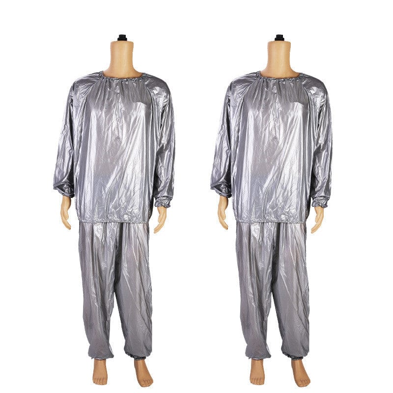 Sauna Suit Silver - Weight Loss Exercise Slimming Gym Fitness Workout Anti-Rip Sweat Suit, Heavy Duty Sauna Suit Men Women Midnight Fitness & Sports